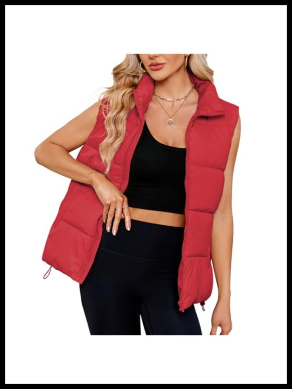 Quilted Puffer Vest Women's Oversized Sleeveless Zip Up Outerwear with Pockets